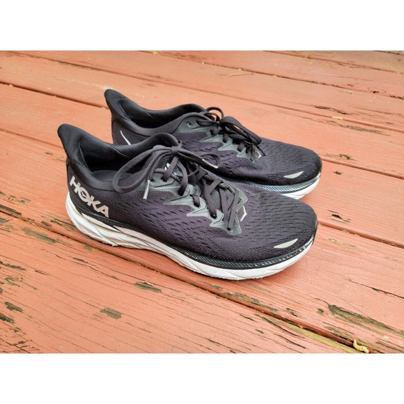 Hoka One One Clifton 8 Men’s Size 10D 1119393-BWHT Black White Running Shoes - Picture 1 of 12